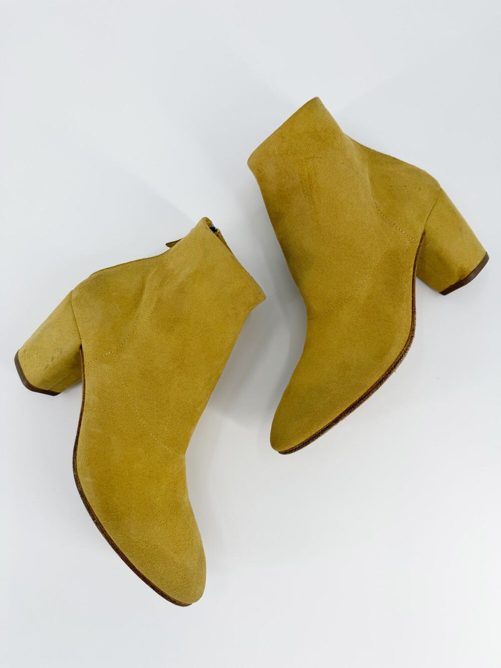 Marsell Yellow Suede Block Heel Ankle Boots Italian Luxury Size 38 US 8